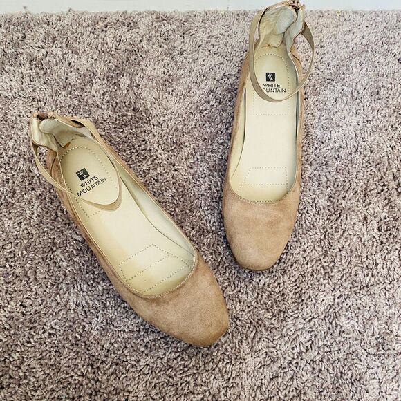 White Mountain Shoes - WHITE MOUNTAIN Makayla Tan Classic Ankle Strap Heel Size 8.5